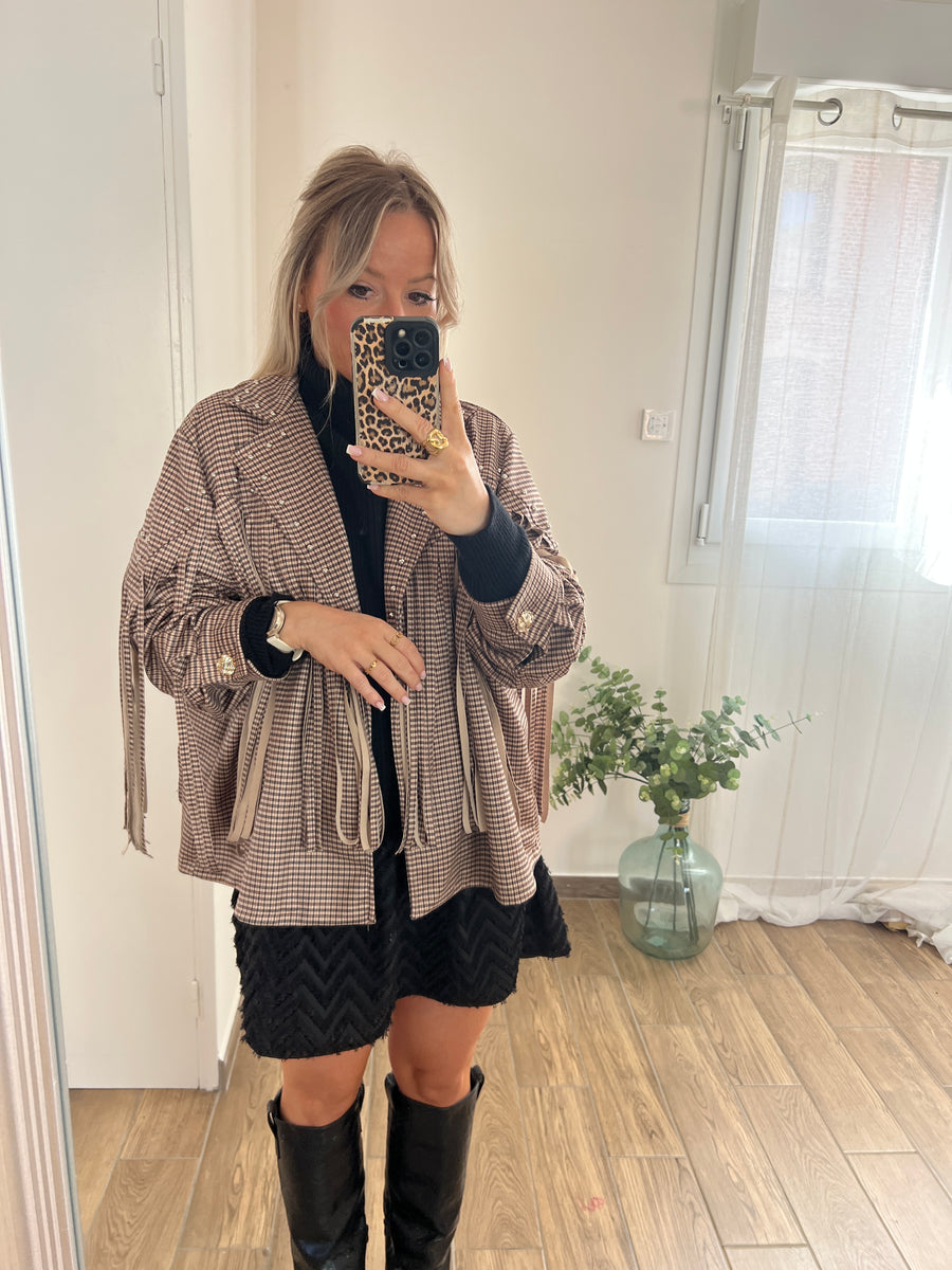 LA VESTE SUEDINE PIED DE POULE