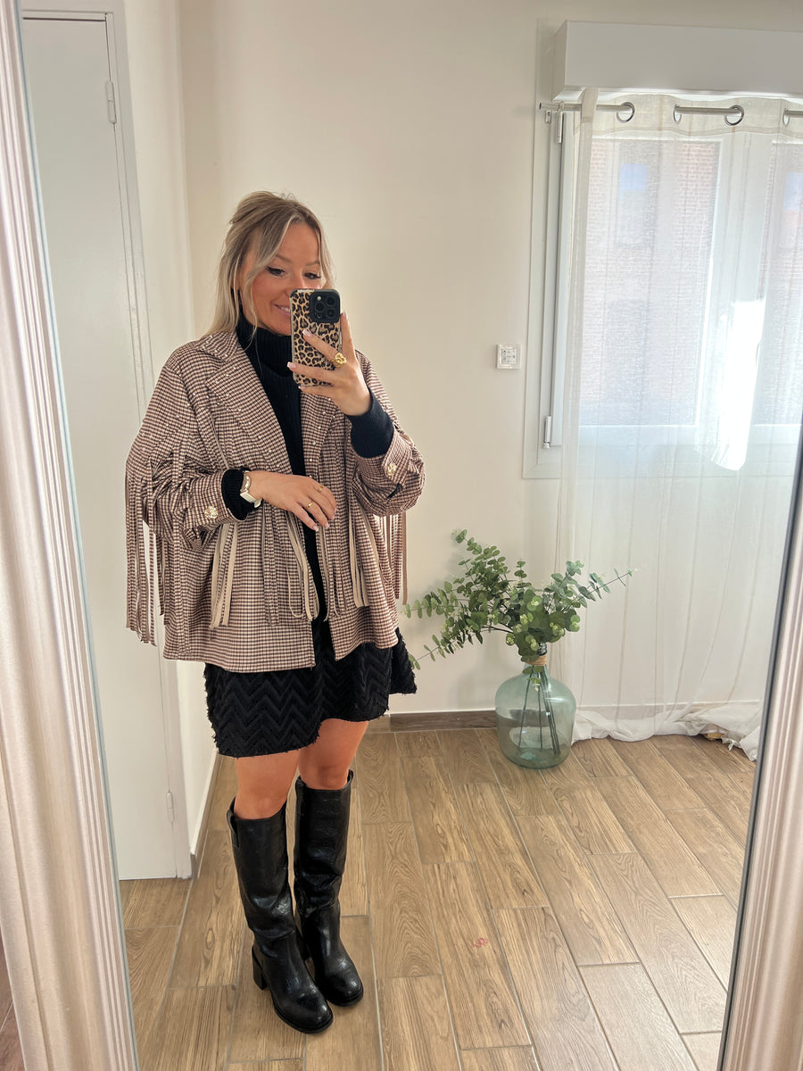 LA VESTE SUEDINE PIED DE POULE
