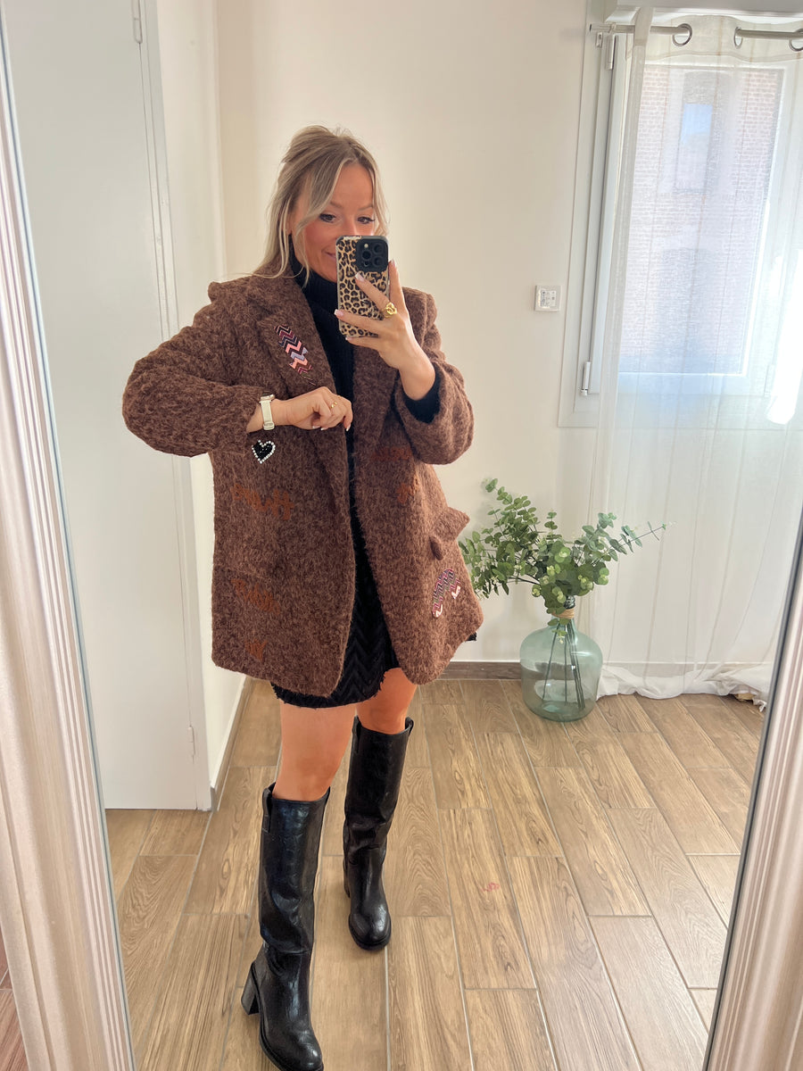 LE MANTEAU BLAZER PATCHWORK MARRON