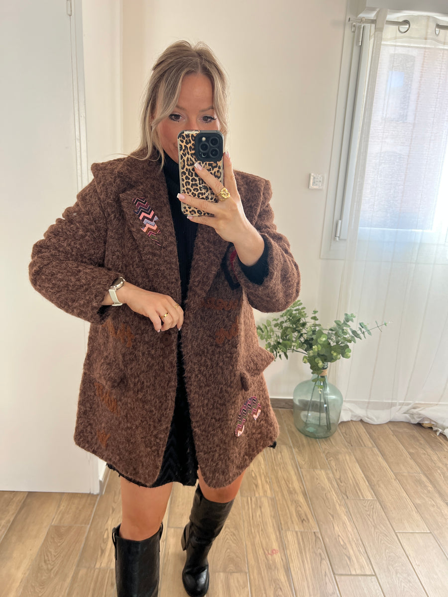 LE MANTEAU BLAZER PATCHWORK MARRON