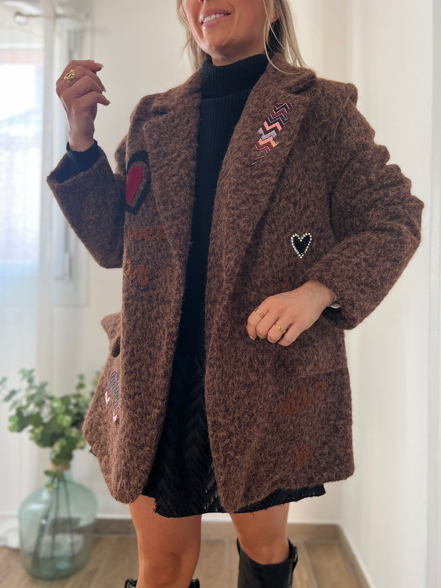 LE MANTEAU BLAZER PATCHWORK MARRON