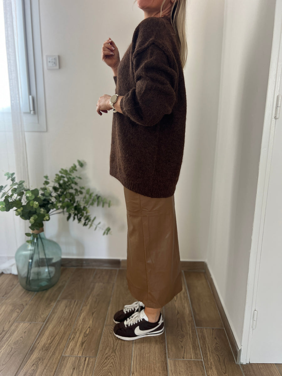 LA JUPE EN SIMILI CAMEL