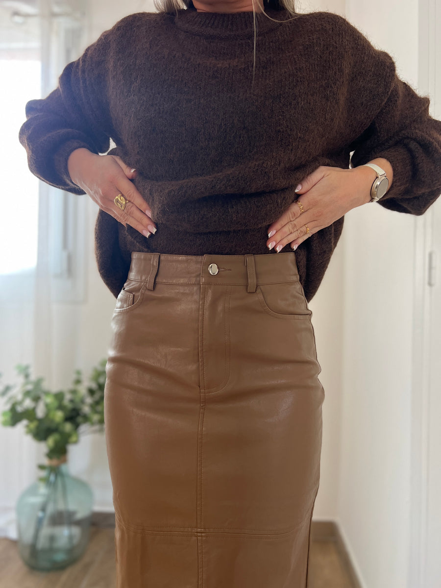 LA JUPE EN SIMILI CAMEL
