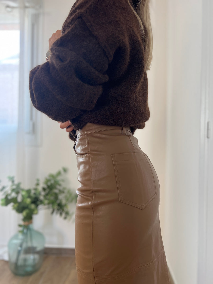 LA JUPE EN SIMILI CAMEL