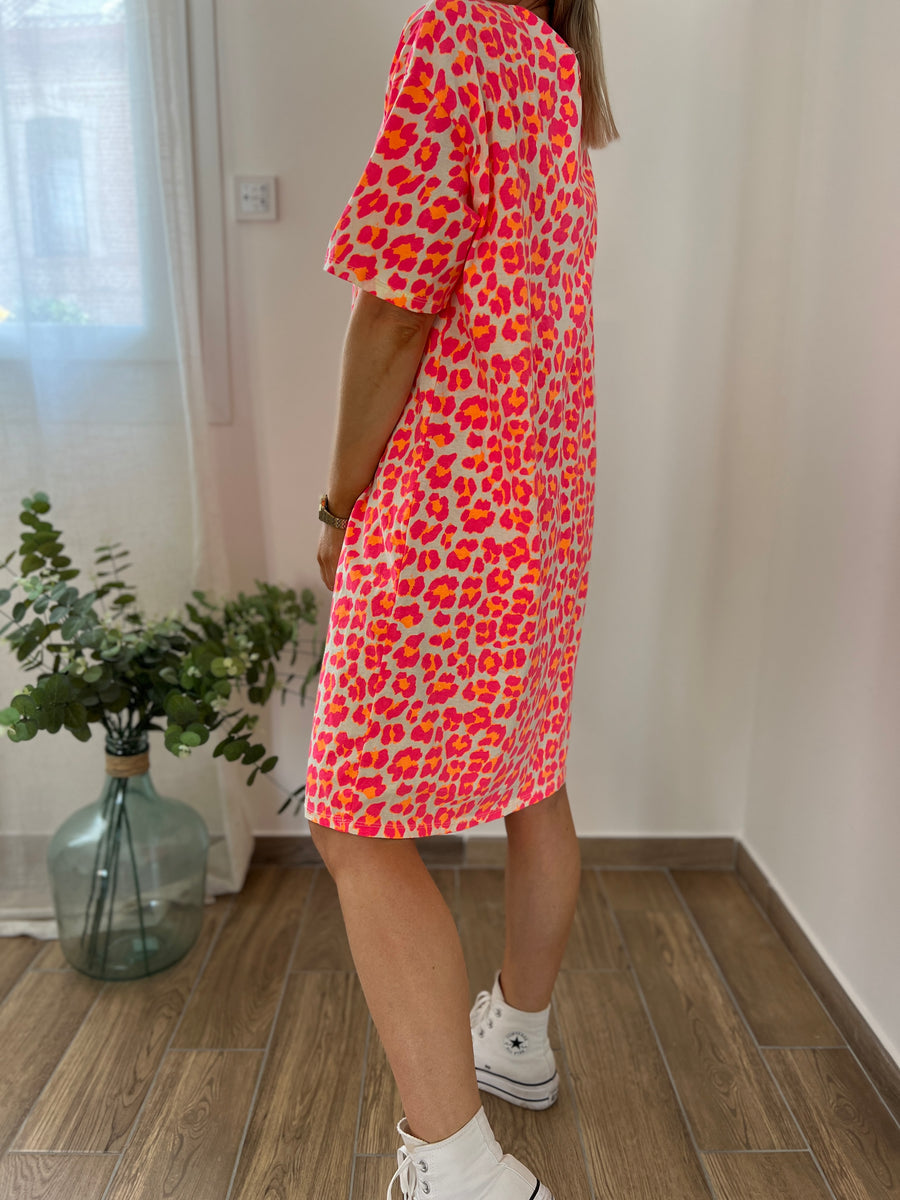 LA ROBE LÉO FLUO ROSE
