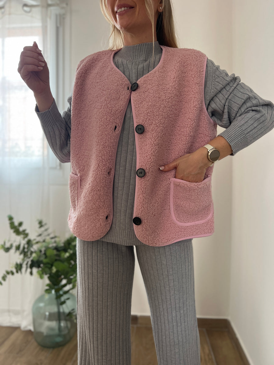 LE GILET COMFY SANS MANCHE ROSE