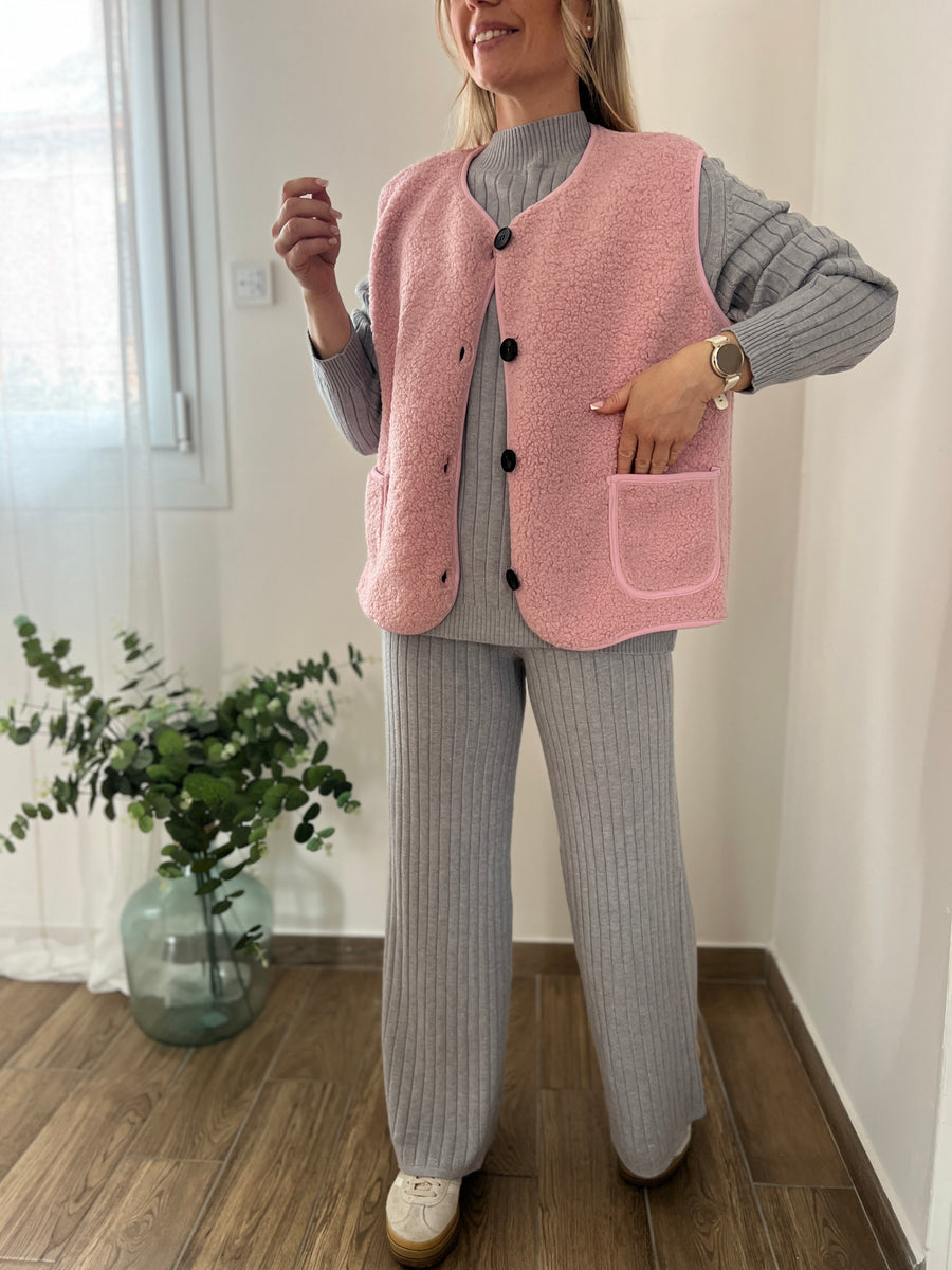 LE GILET COMFY SANS MANCHE ROSE