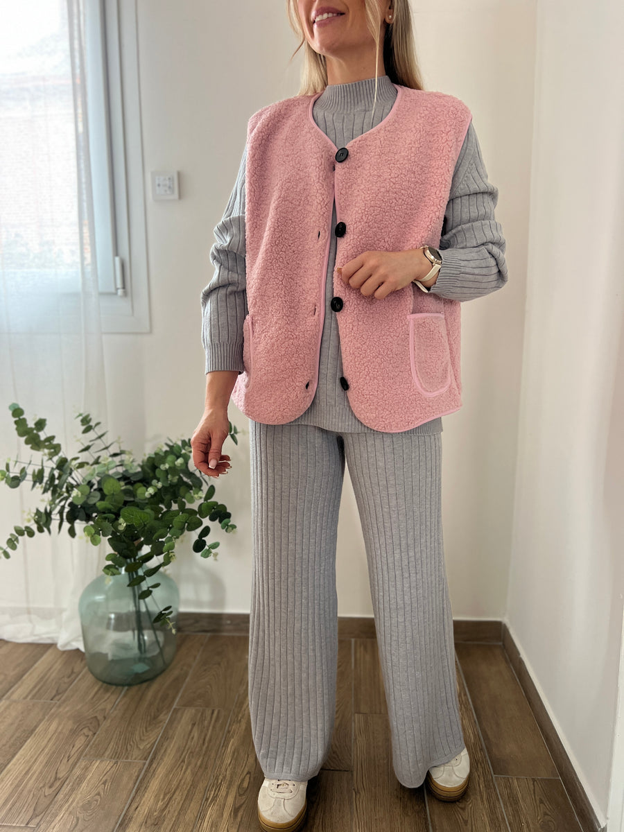 LE GILET COMFY SANS MANCHE ROSE