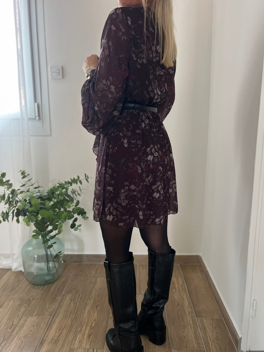 LA ROBE FLEURIE MARRON