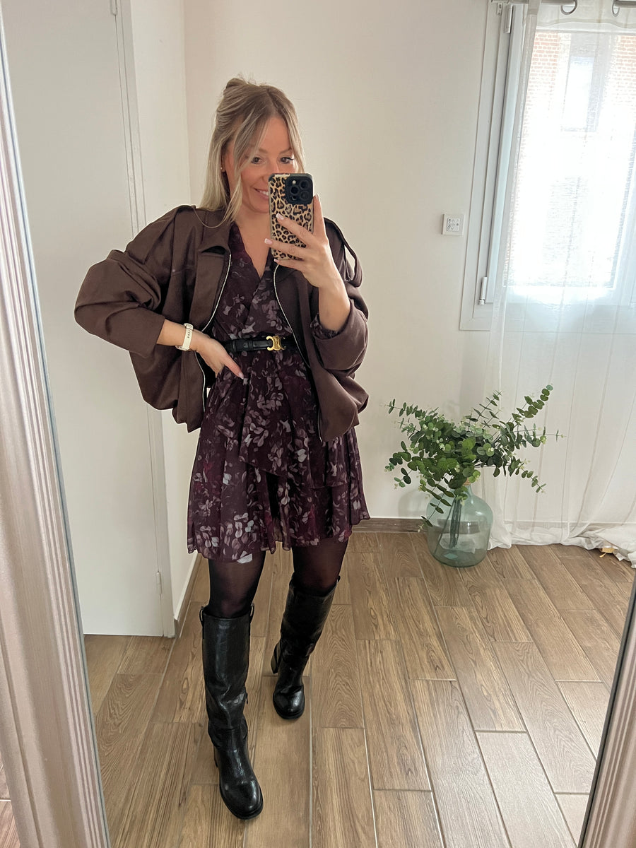 LA ROBE FLEURIE MARRON