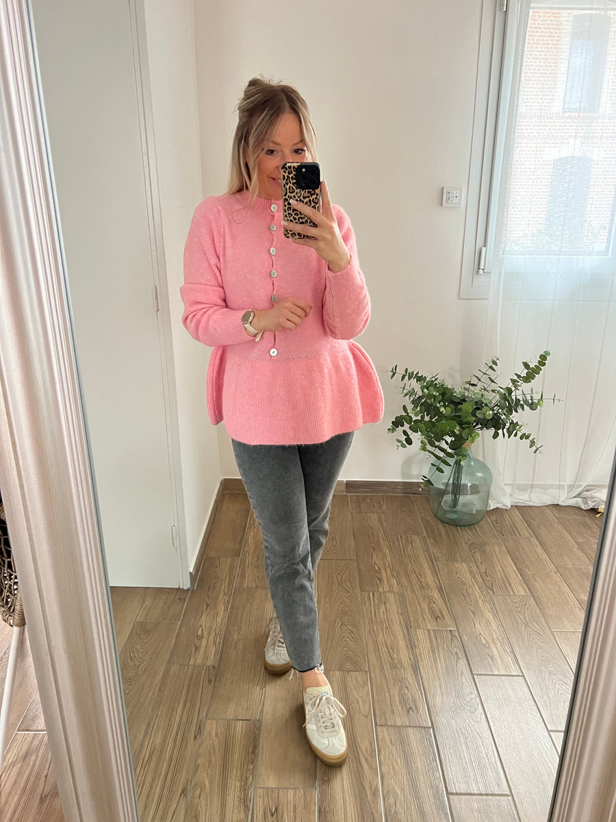 LE PULL PEPLUM ROSE