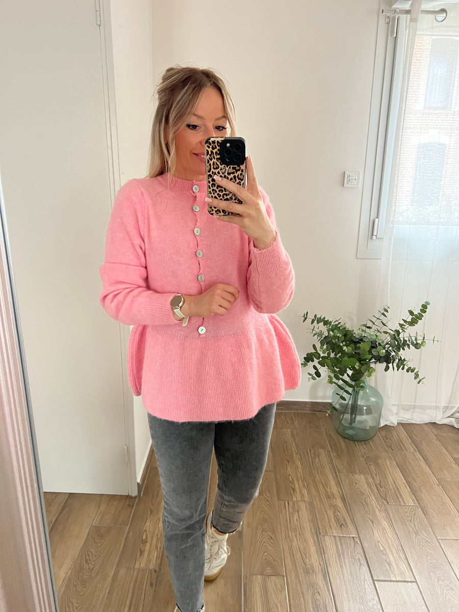 LE PULL PEPLUM ROSE