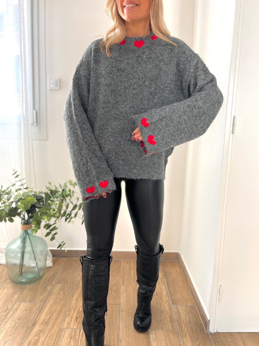 LE PULL AMOUR GRIS