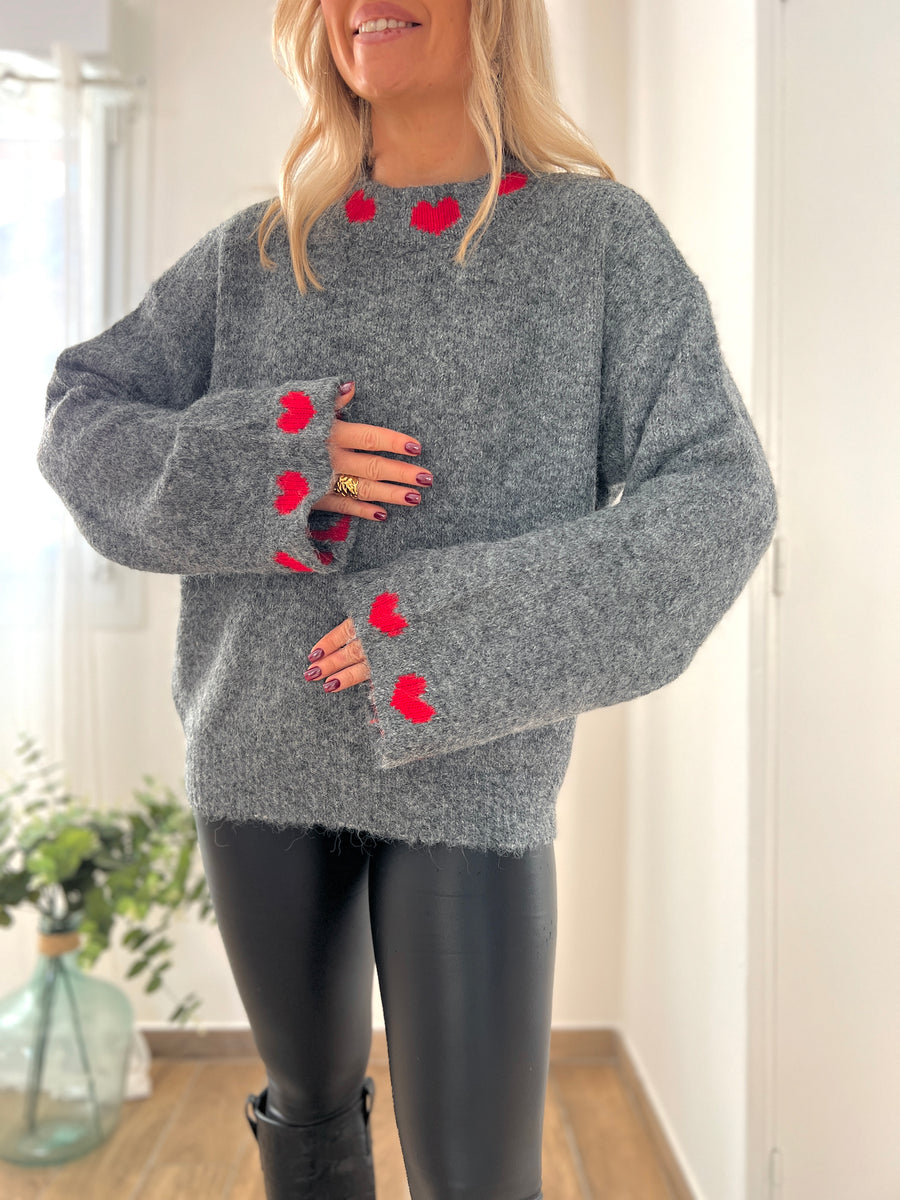 LE PULL AMOUR GRIS