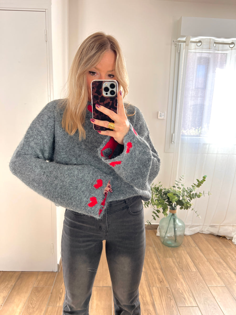 LE PULL AMOUR GRIS