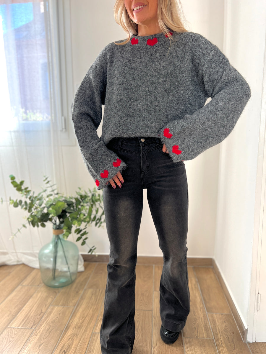LE PULL AMOUR GRIS