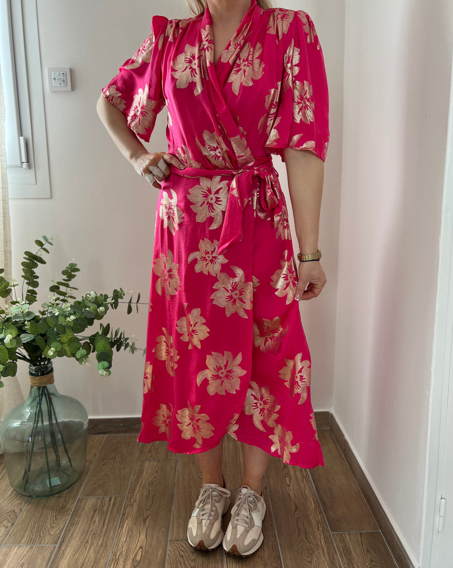 LA ROBE FUSHIA ET DORE