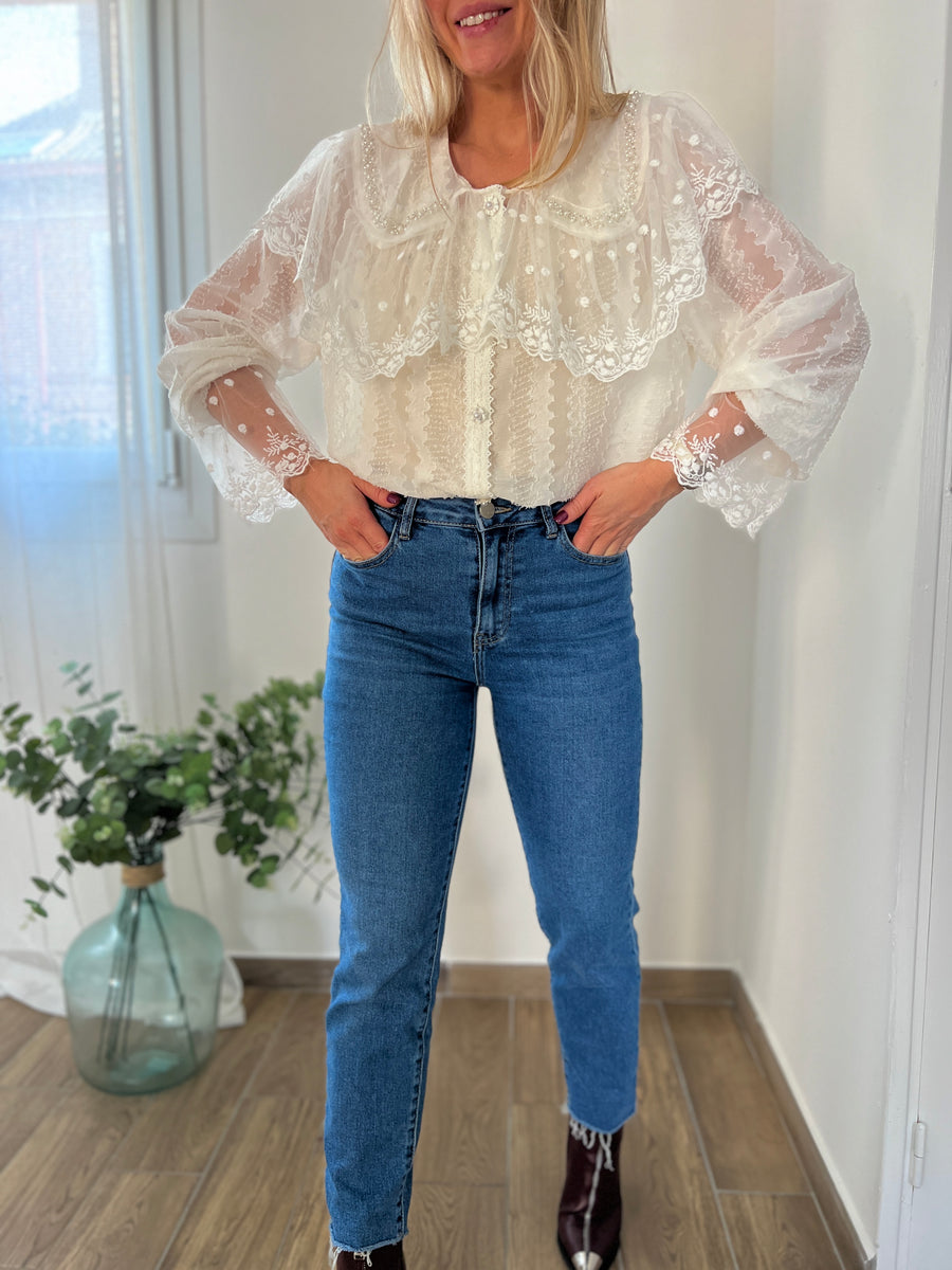 LA BLOUSE CLAUDINE PERLE ÉCRU