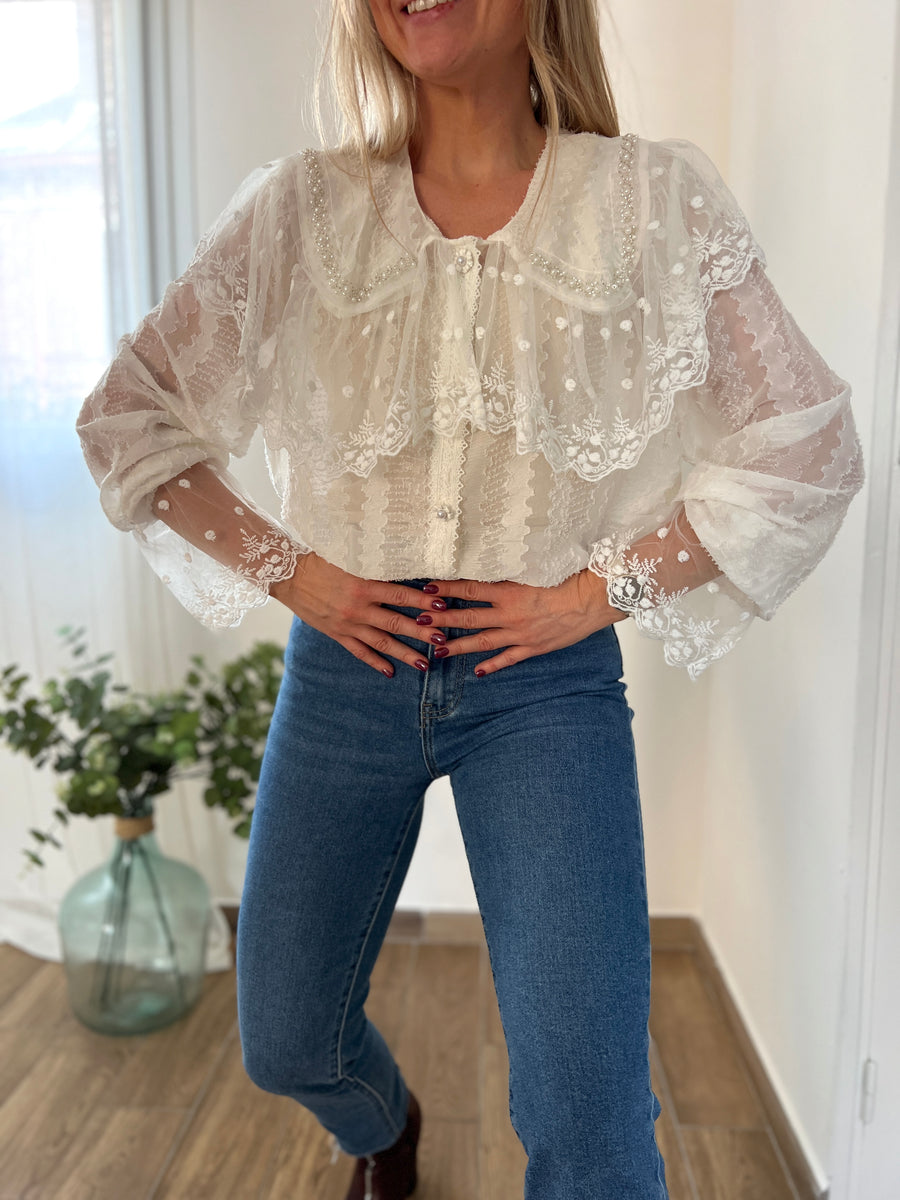 LA BLOUSE CLAUDINE PERLE ÉCRU