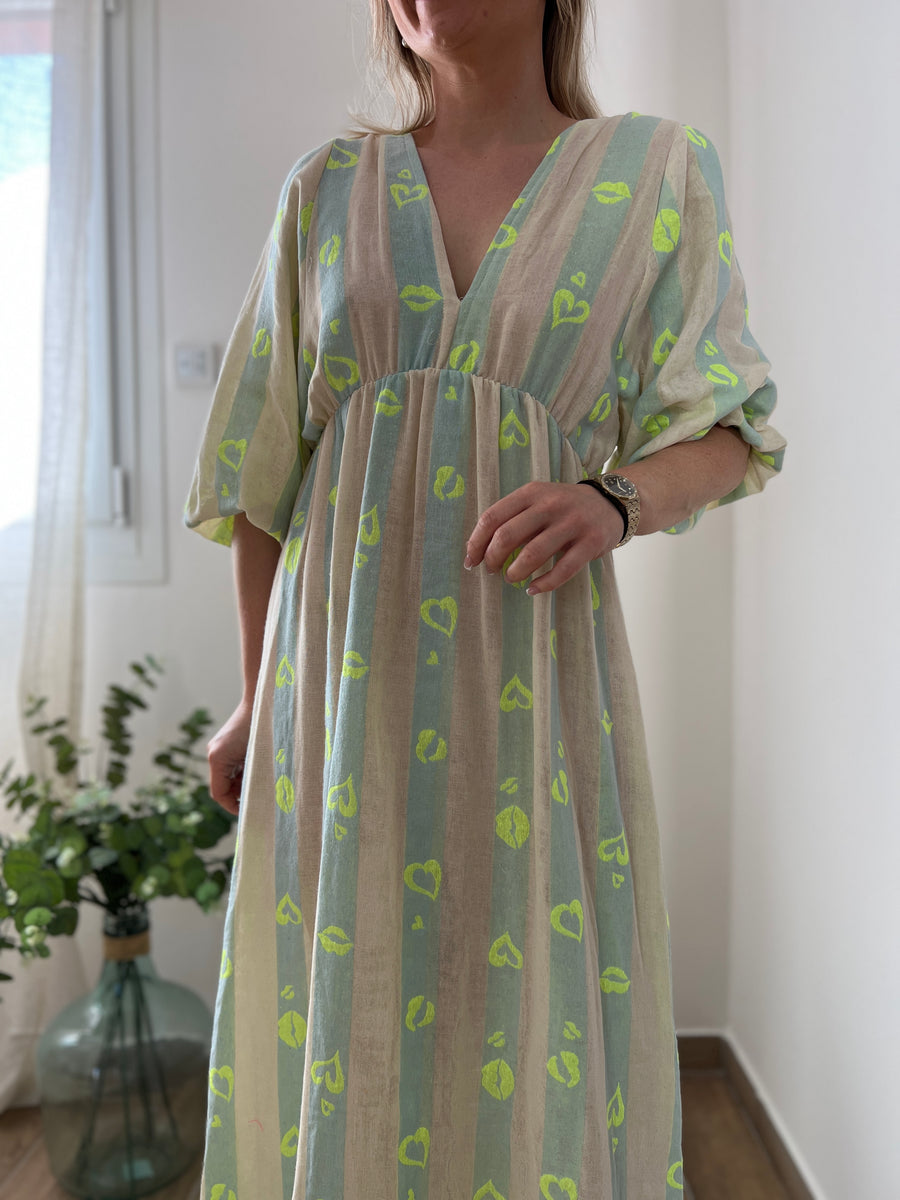 LA ROBE LONGUE BISOU JAUNE FLUO