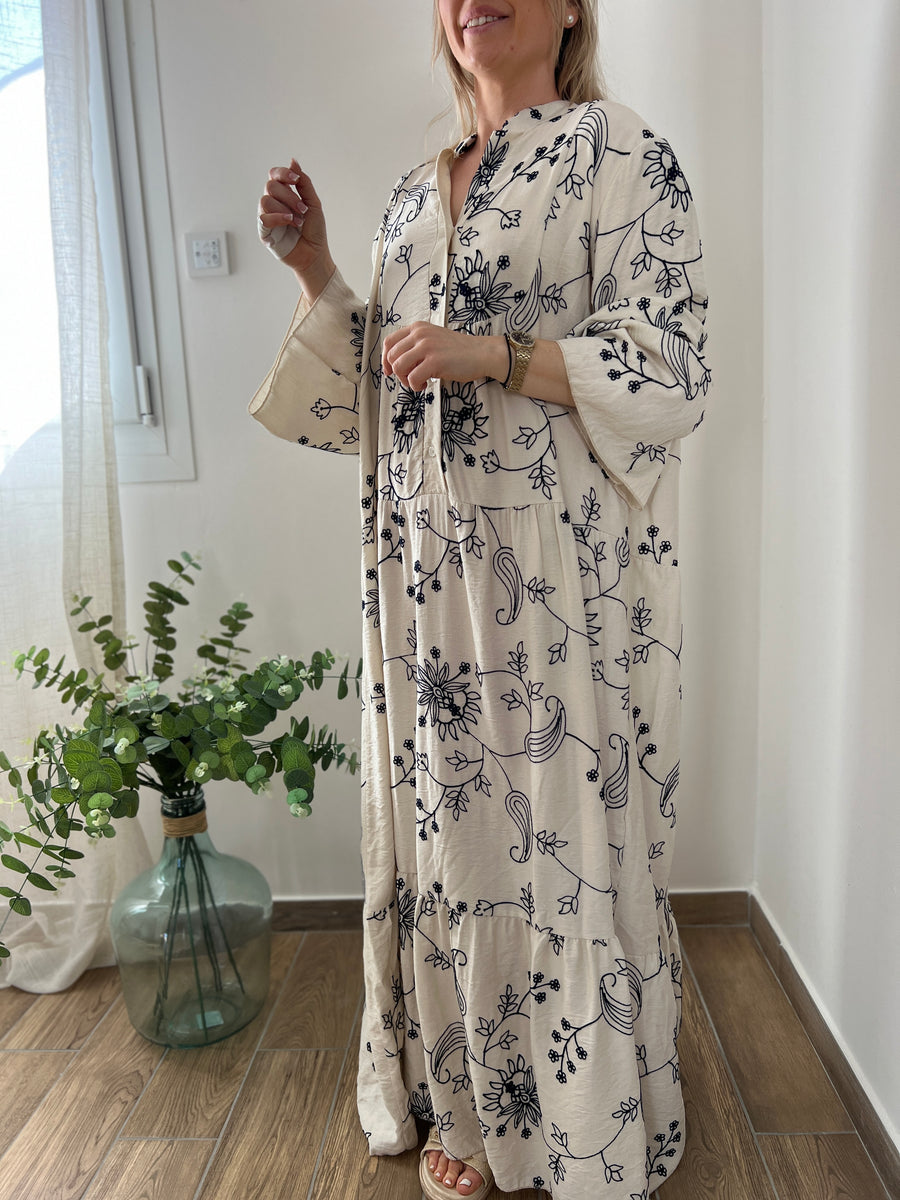 LA ROBE LONGUE MARINE & ECRU