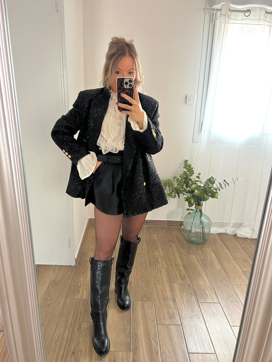 LE SHORT SATINÉ NOIR