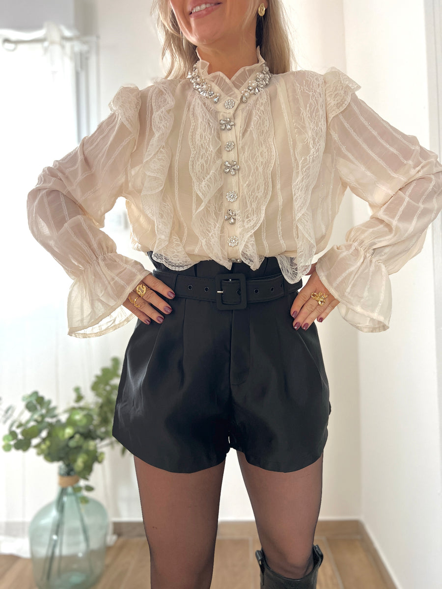 LE SHORT SATINÉ NOIR