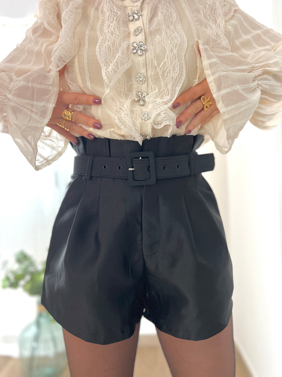 LE SHORT SATINÉ NOIR