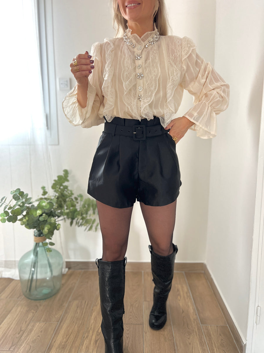 LE SHORT SATINÉ NOIR