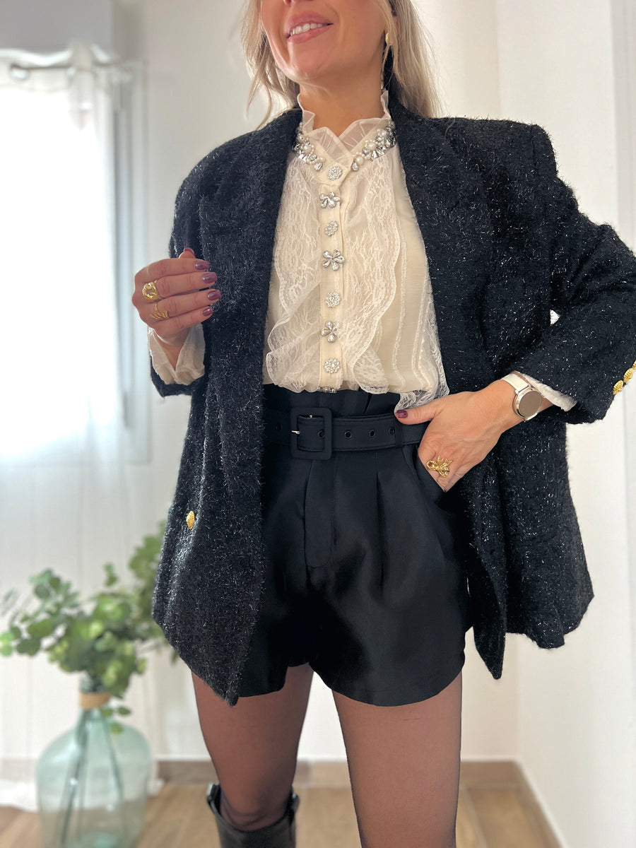 LE SHORT SATINÉ NOIR