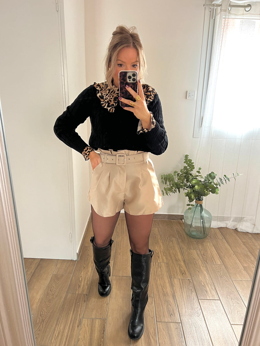 LE SHORT SATINÉ BEIGE