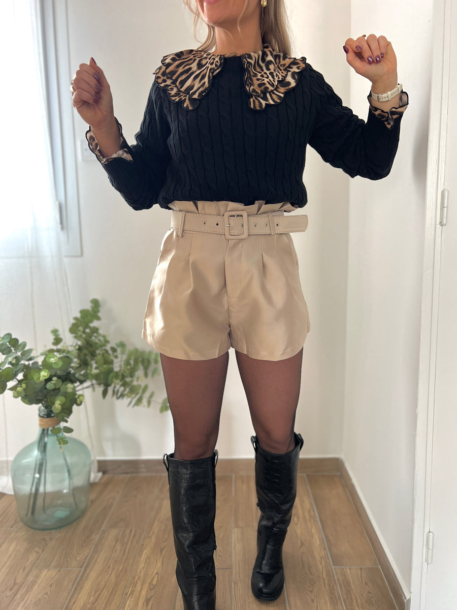 LE SHORT SATINÉ BEIGE