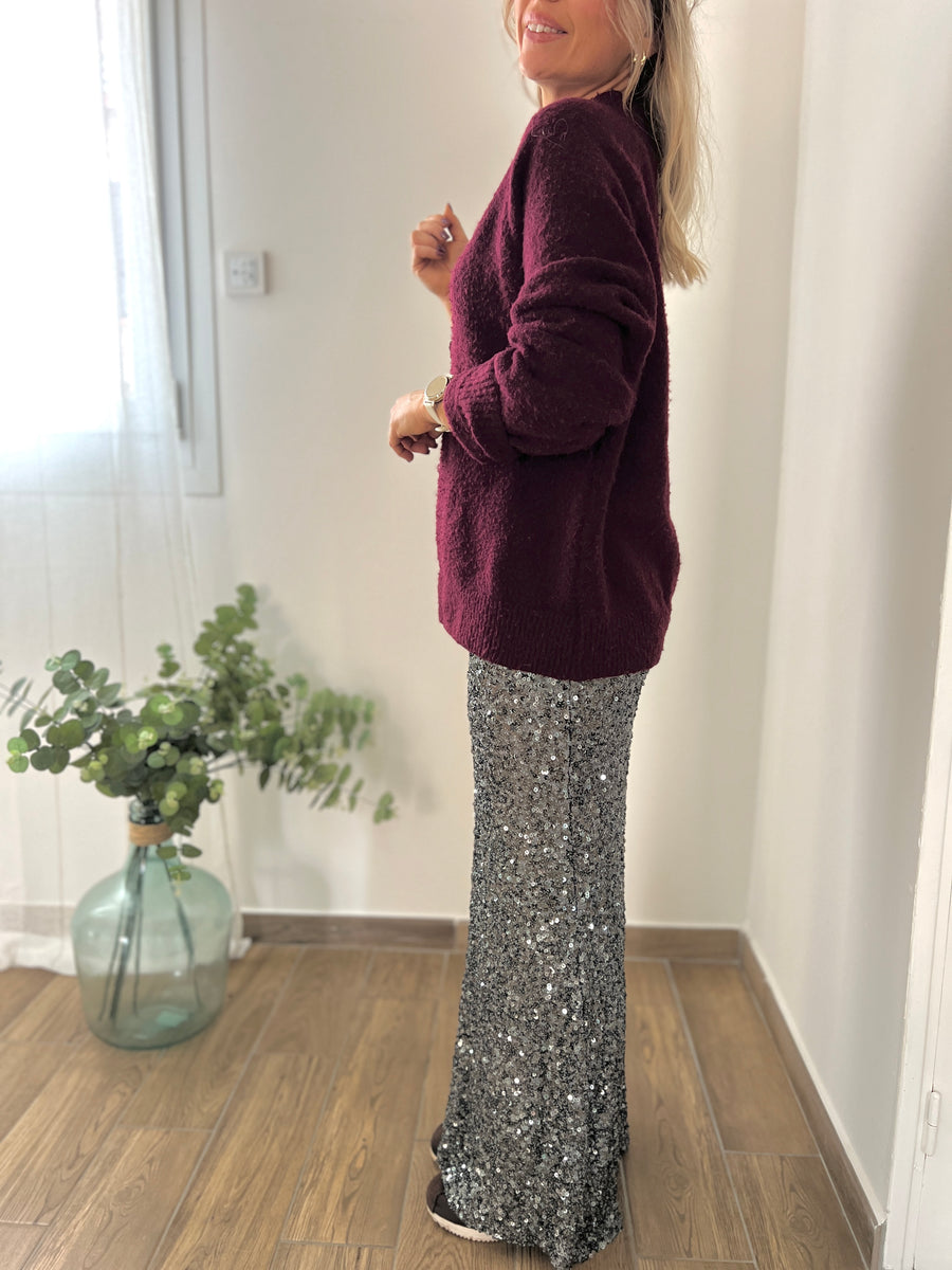 LA JUPE LONGUE SEQUINS GRIS
