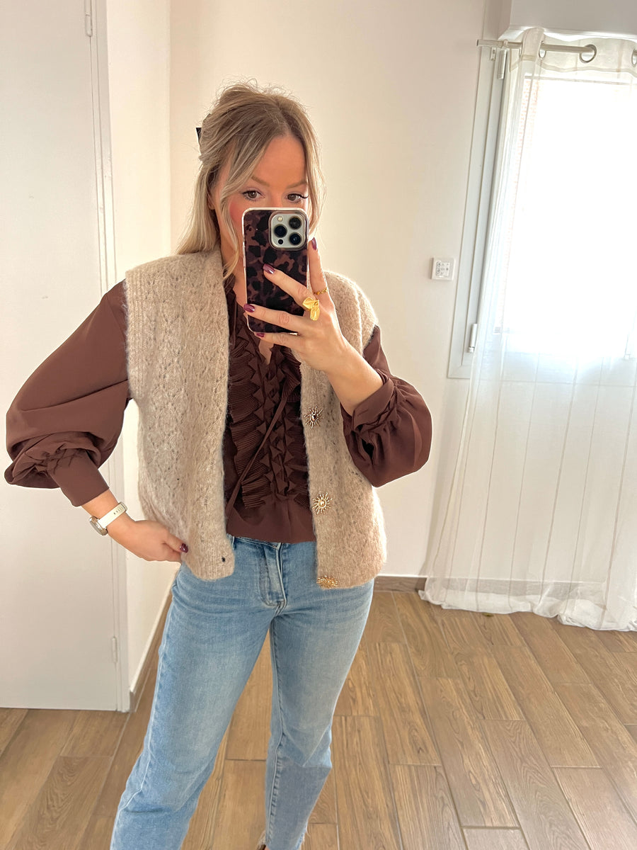 LA BLOUSE FRONCE MARRON