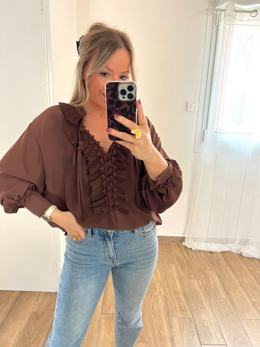 LA BLOUSE FRONCE MARRON