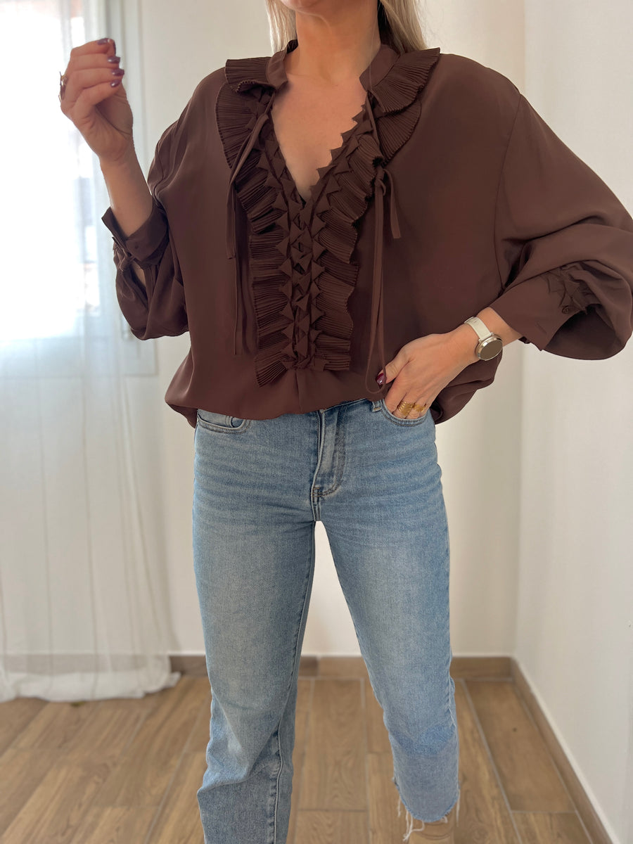 LA BLOUSE FRONCE MARRON