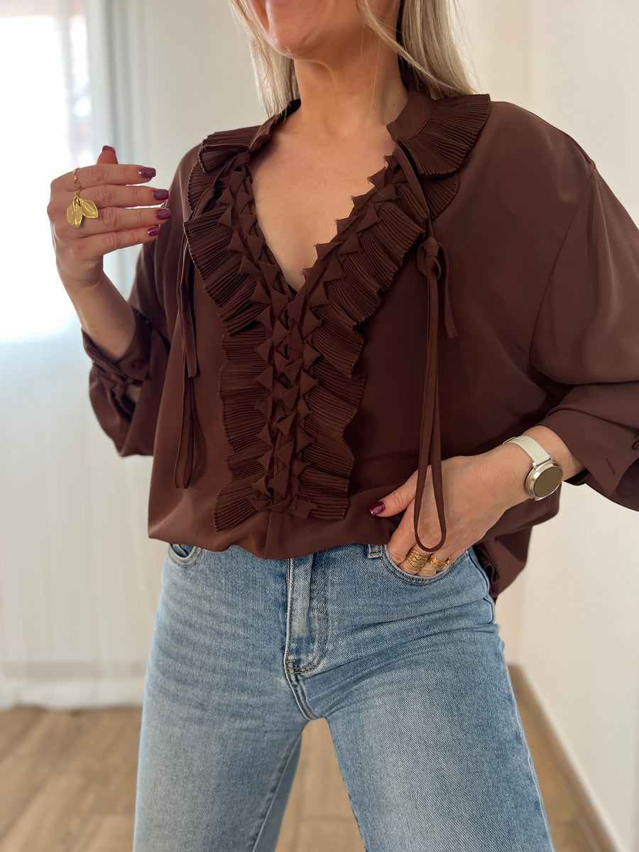 LA BLOUSE FRONCE MARRON