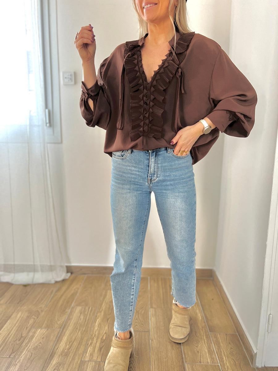 LA BLOUSE FRONCE MARRON