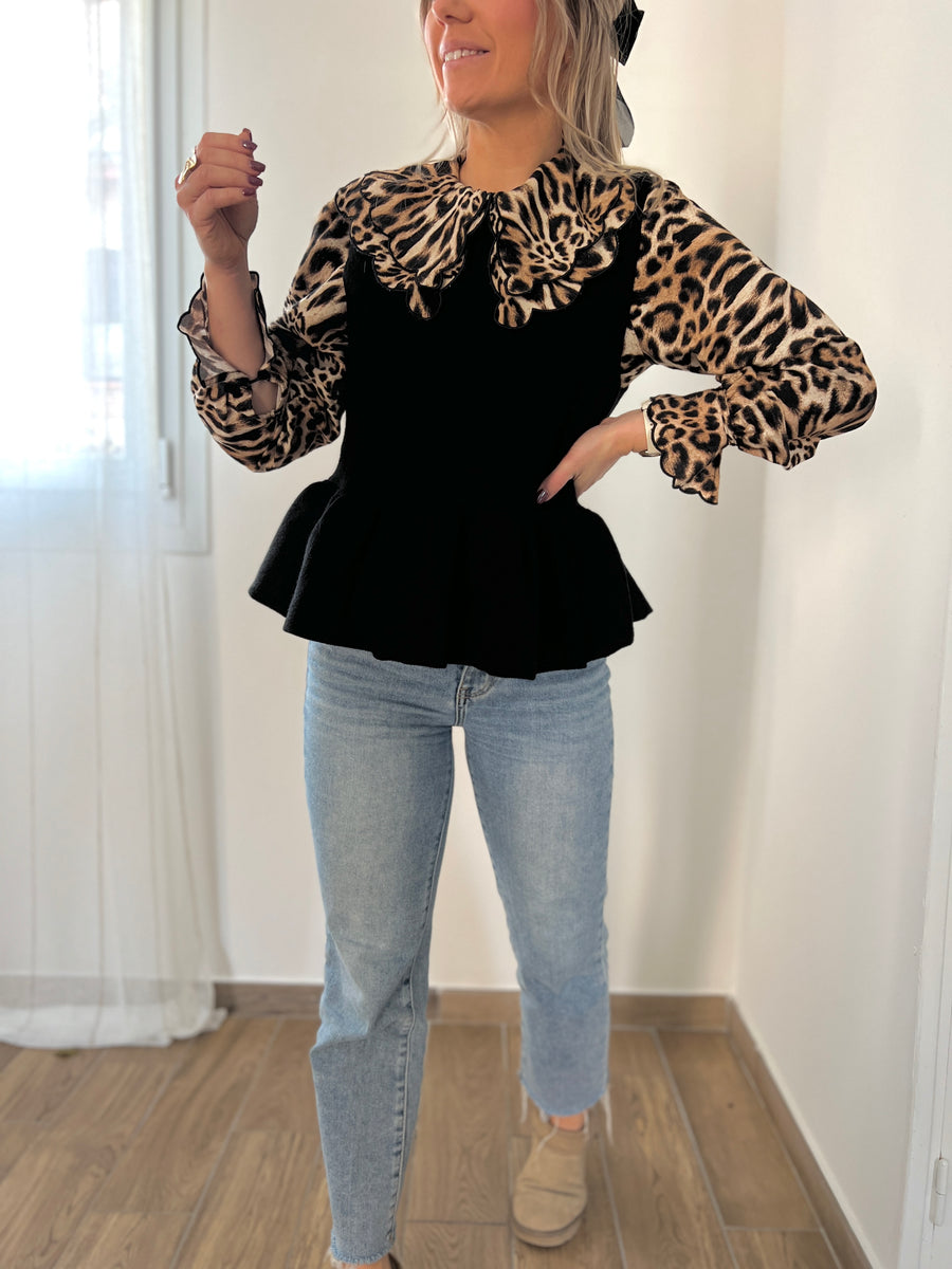 LE PETIT PULL PEPLUM NOIR