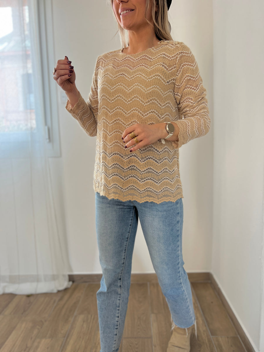 LE PETIT PULL DENTELLE BEIGE