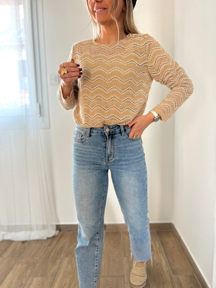 LE PETIT PULL DENTELLE BEIGE