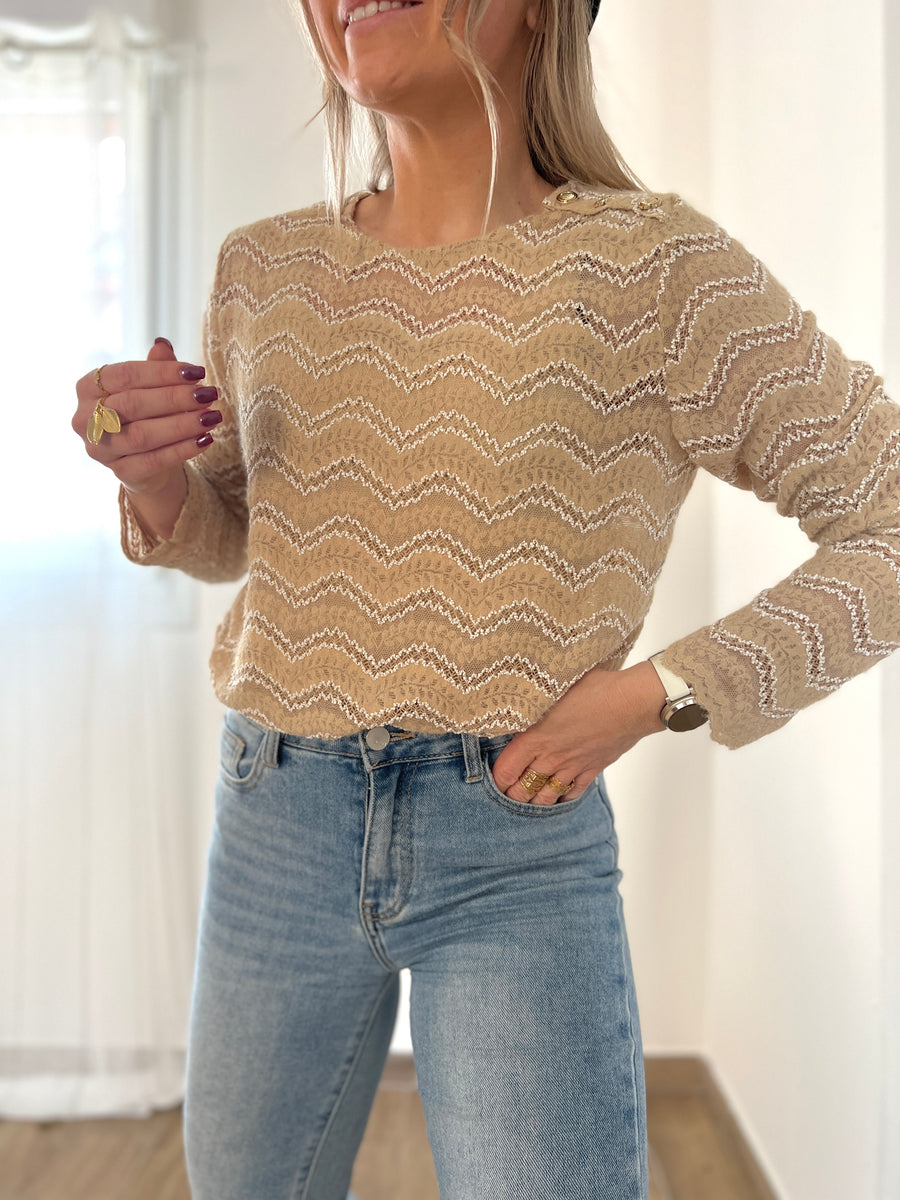 LE PETIT PULL DENTELLE BEIGE