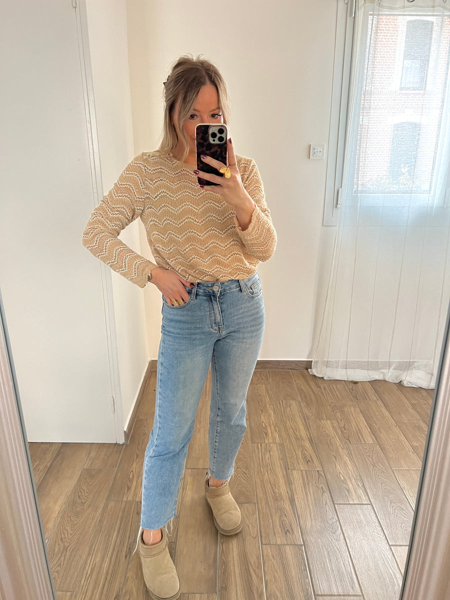 LE PETIT PULL DENTELLE BEIGE