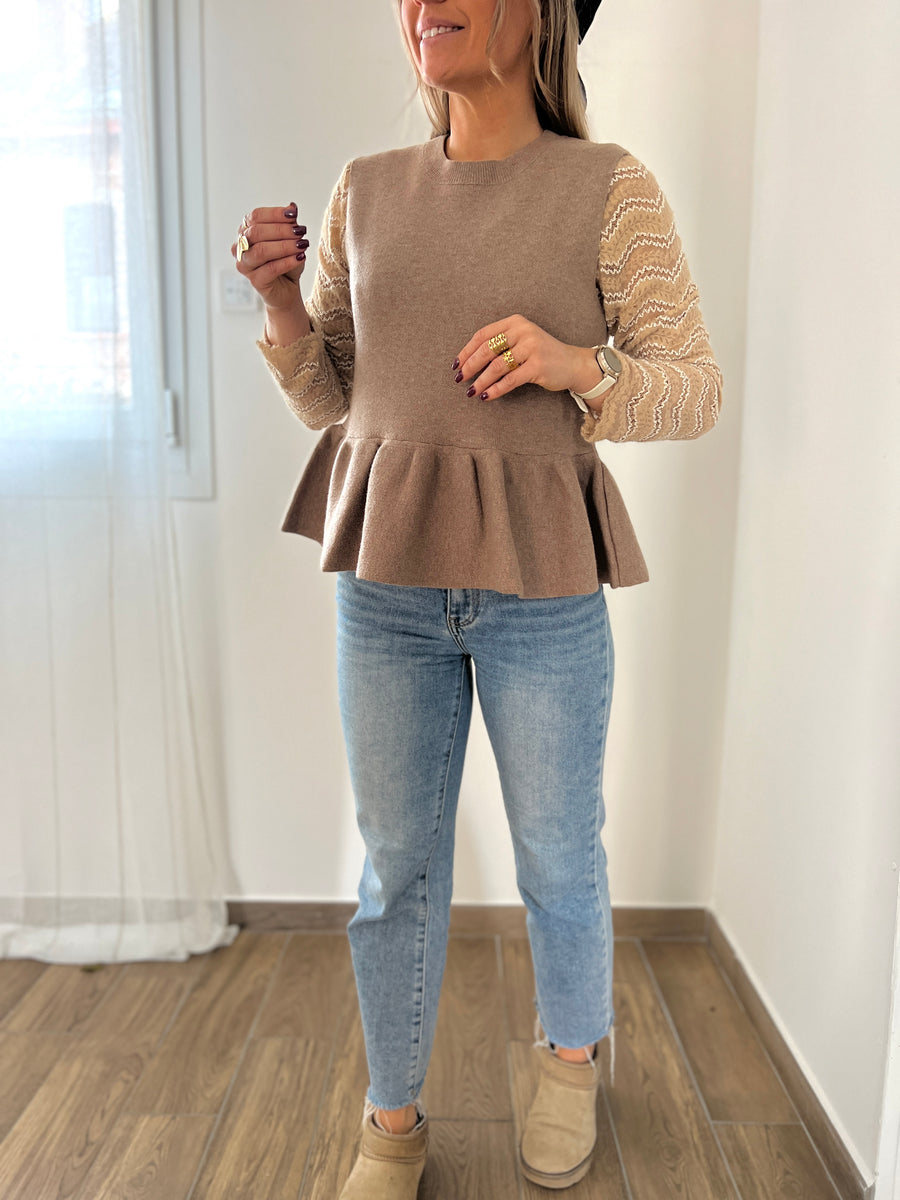LE PETIT PULL DENTELLE BEIGE