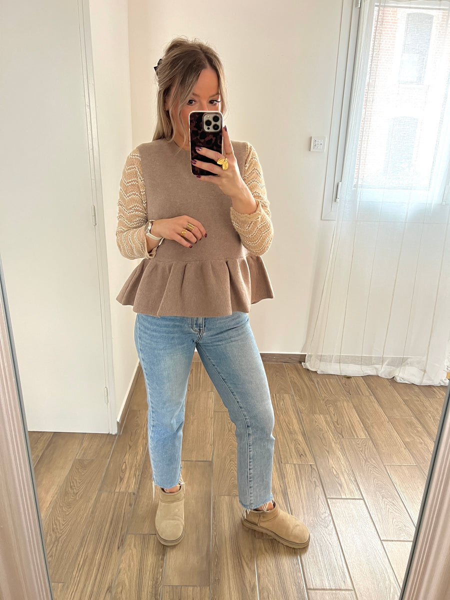 LE PETIT PULL DENTELLE BEIGE