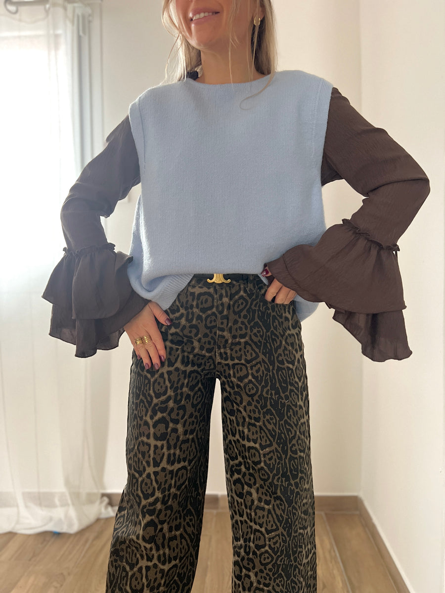 LE PULL RÉVERSIBLE DOUX BLEU