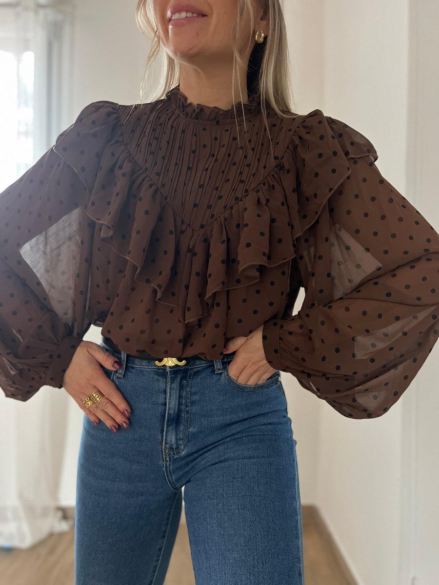 LE BLOUSE POIS MARRON