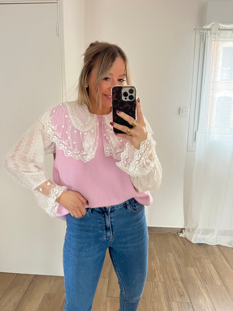 LE PULL RÉVERSIBLE DOUX ROSE