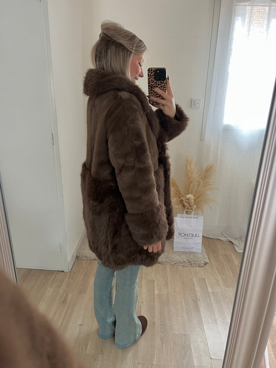 LE MANTEAU CHIC FOURRURE MARRON