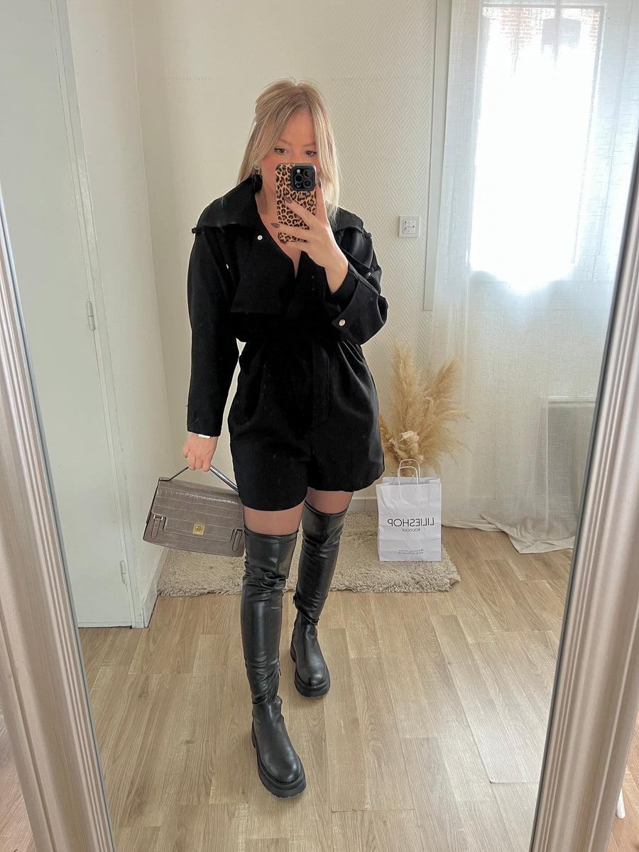 LA COMBISHORT EFFET TRENCH NOIR